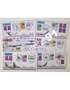 Lot de 6 enveloppes numérotées oblitérées, Airbus, lettres Europe