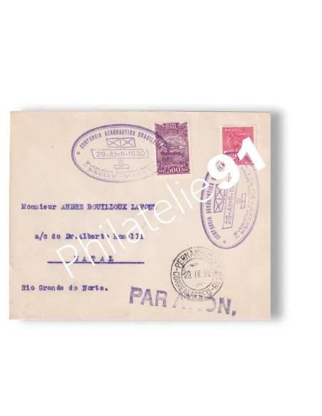 Brésil, Enveloppe 1er vol "Recife-Natal", lettres Monde