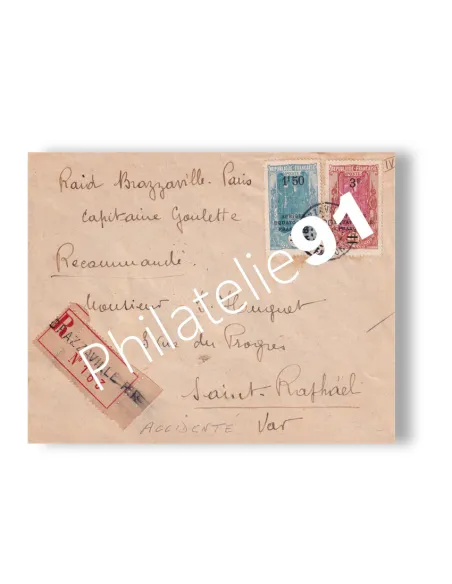 Enveloppe du Raid aérien "Brazzaville-Paris", lettres Colonies