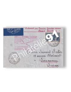 Enveloppe 1er vol France-Suisse sans surtaxe, lettres France