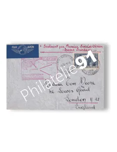Enveloppe 1er vol France-Angleterre sans surtaxe, lettres France