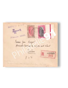 Enveloppe 1er vol postal "Djibouti-Dakar, lettres Colonies