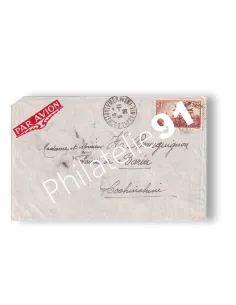 France, enveloppe oblitérée pour l'Indochine, lettres France