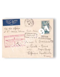 France, enveloppe 1er vol postal "Sénégal-Congo", lettres France