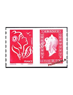 Timbre autocollant n°  66 P (n° 3841P) 60e anniv. Marianne de Dulac. Paire
