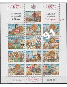 Timbres de MONACO - Feuille n° 2089 à 2101 - Dynastie Grimaldi - Les Seigneurs de Monaco (I)