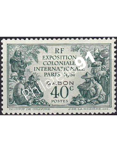 Gabon, n° 121 charnière, collection timbres Colonies