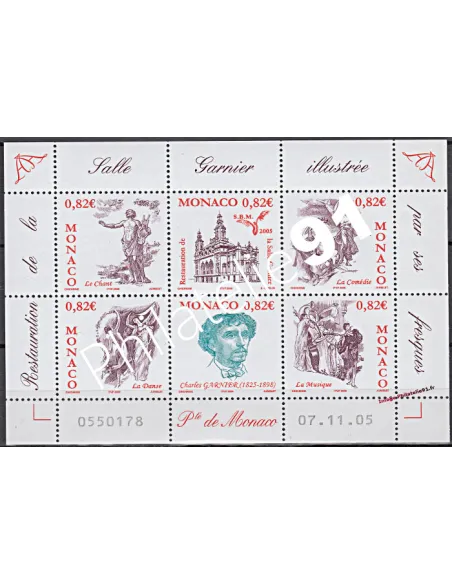 Timbres de MONACO n° 2508 à 2513 - Feuille - Salle Garnier