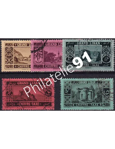GRAND LIBAN, Taxe n° 11 à 15 oblitérés, collection timbres Colonies