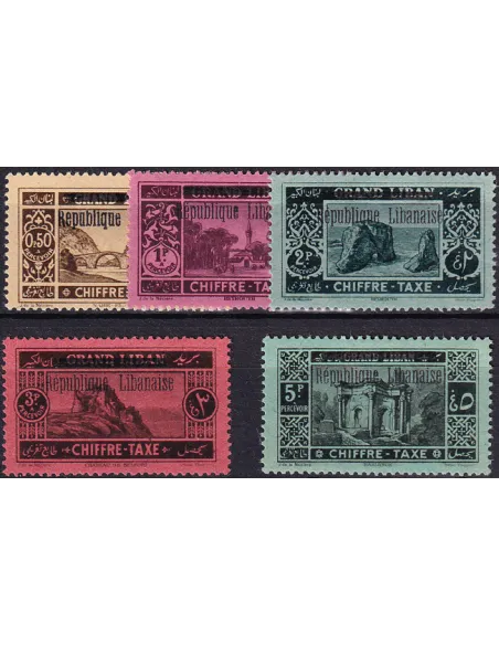 GRAND LIBAN, Taxe n° 16 à 20 charnière, collection timbres Colonies