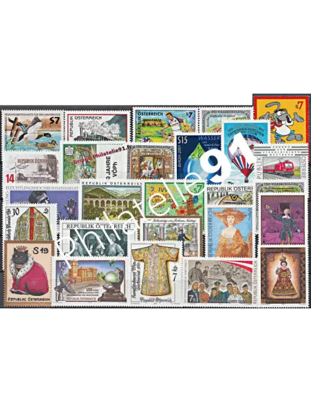 Timbres d'AUTRICHE, Année complète 2001, timbres d'Europe