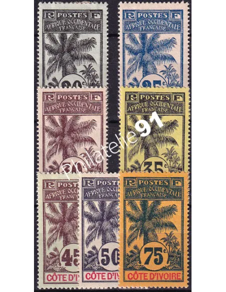 COTE D'IVOIRE, n° 26 à 32 charnière, timbre colonies françaises