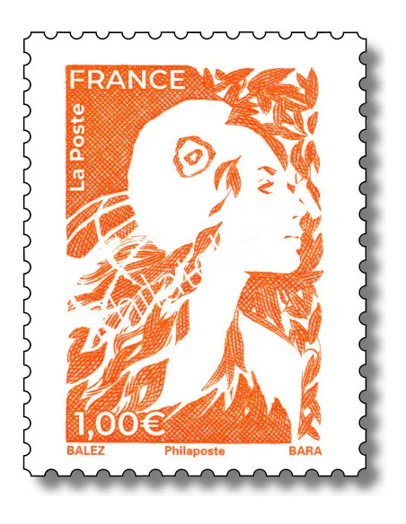 timbre n° 2357, 1,00 €, orange, Marianne de l'Avenir, timbres France