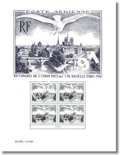 Affiche Union postale Universelle Paris 1947, timbres de France