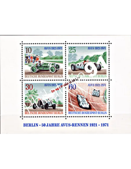 Timbres d'ALLEMAGNE BERLIN, bloc n° 3, Courses automobiles