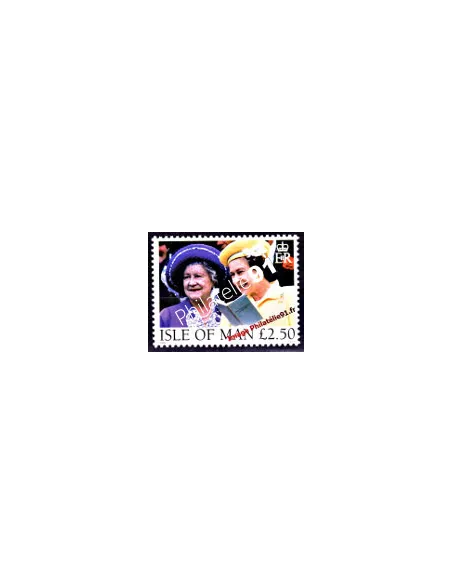 Timbre d'ILE DE MAN - n° 822 - S.M. la Reine Élisabeth II et la Reine Mère
