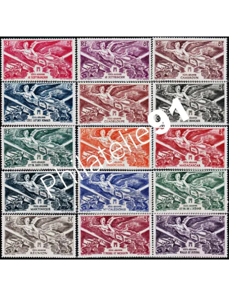 Grande série coloniale 1946, Victoire, timbres des colonies françaises