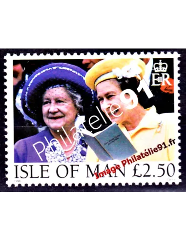 Timbre d'ILE DE MAN - n° 822 - S.M. la Reine Élisabeth II et la Reine Mère