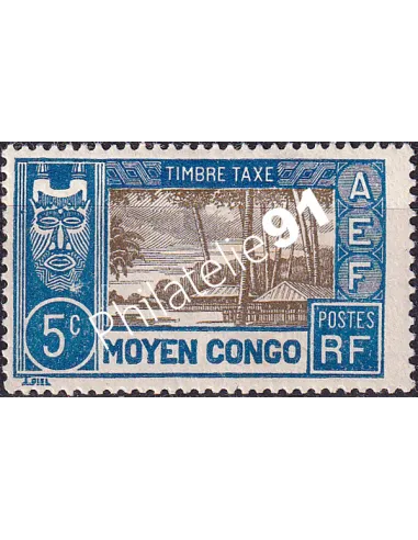 Moyen-Congo, Timbre-Taxe n° 12 charnière, timbres colonies françaises