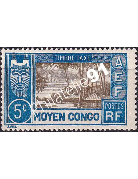 Moyen-Congo, Timbre-Taxe n° 12 charnière, timbres colonies françaises