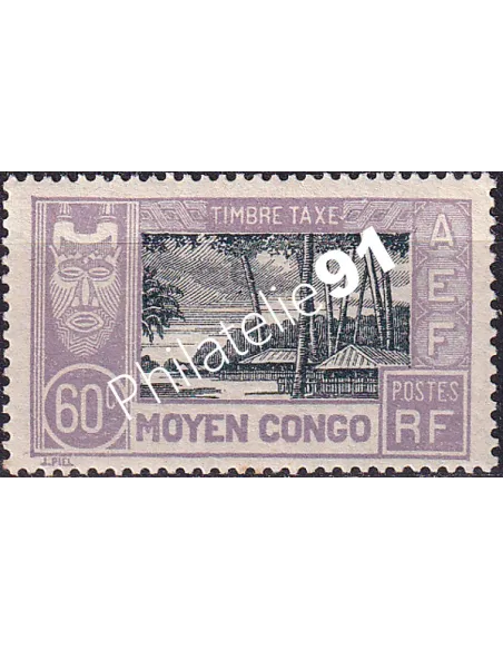 Moyen-Congo, Timbre-Taxe n° 19 charnière, timbres colonies françaises