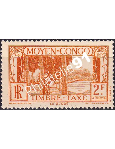 Moyen-Congo, Timbre-Taxe n° 32 charnière, timbres colonies françaises