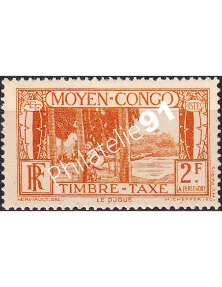 Moyen-Congo, Timbre-Taxe n° 32 charnière, timbres colonies françaises
