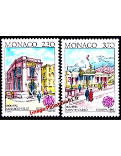 MONACO - n° 1724 - 1725 ** - Europa 1990 - Bâtiments postaux d'hier
