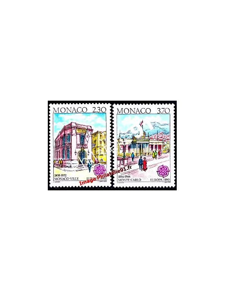 MONACO - n° 1724 - 1725 ** - Europa 1990 - Bâtiments postaux d'hier