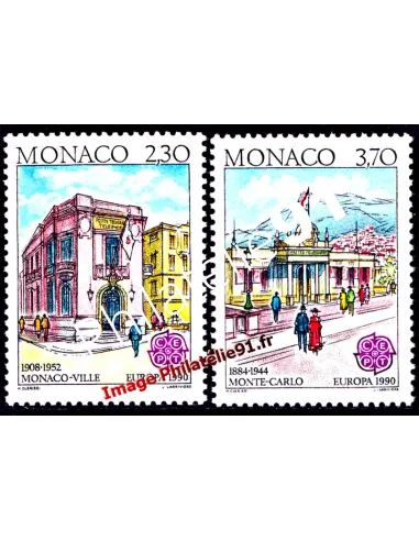 MONACO - n° 1724 - 1725 ** - Europa 1990 - Bâtiments postaux d'hier