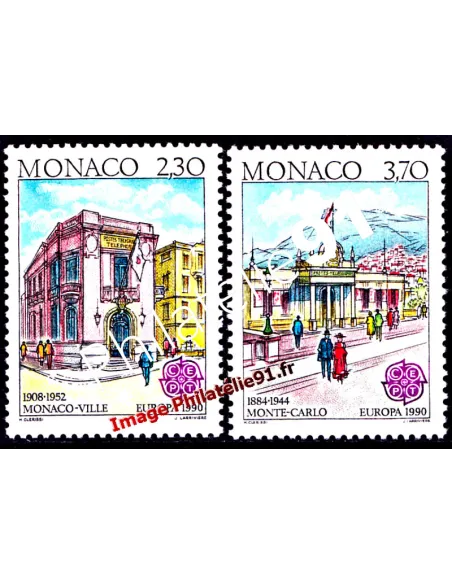 MONACO - n° 1724 - 1725 ** - Europa 1990 - Bâtiments postaux d'hier