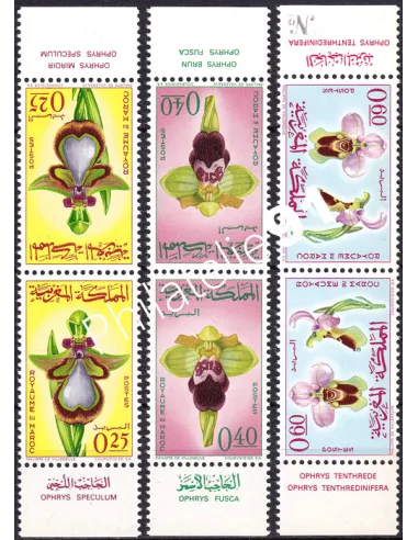 Maroc, n° 494A à 496A, 3 paires Tête-bêche, timbres Colonies