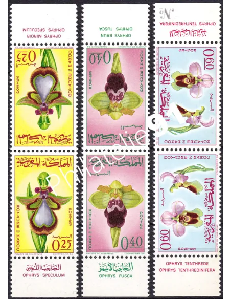 Maroc, n° 494A à 496A, 3 paires Tête-bêche, timbres Colonies