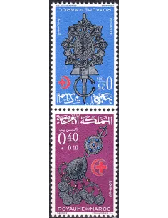 Maroc, n° 507A, Paire Tête-bêche, timbres Colonies françaises