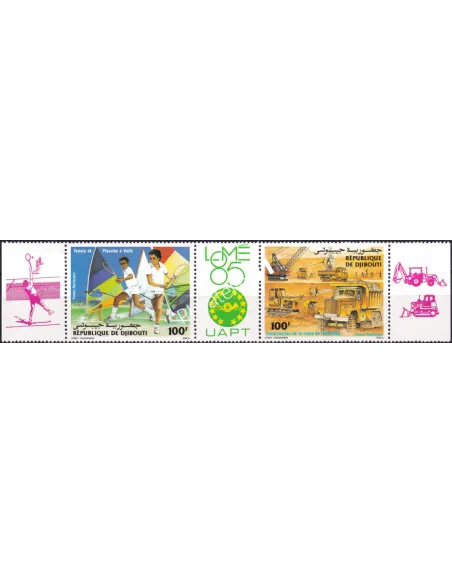 Djibouti, PA n° 223A, Paire avec vignette, collection timbres Colonies