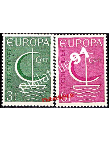Timbres de BELGIQUE n° 1389 à 1390 - EUROPA 1966