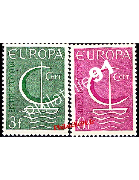 Timbres de BELGIQUE n° 1389 à 1390 - EUROPA 1966