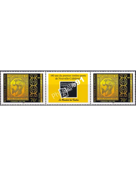 NOUVELLE CALEDONIE, n° 799, Paire avec vignette, timbres Dom-Tom