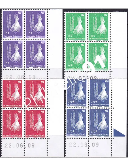 Nelle-Calédonie, Coins datés sur n° 1074 à 1077 (2009),timbres Dom-Tom