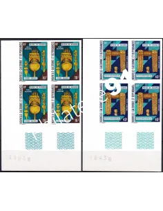 NOUVELLE CALEDONIE, PA n° 142 à 143 ND, 2 blocs de 4, timbres Dom-Tom