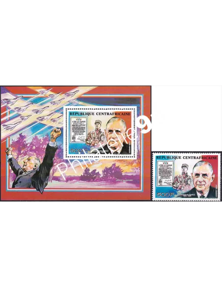 Centrafrique, PA 402 + Bloc-Feuillet, timbres Colonies