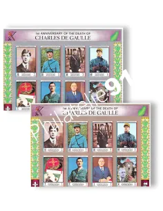 Ajman, 2 Demies-Feuilles ND, De Gaulle, collection timbres Amériques