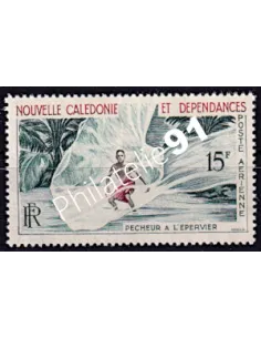 NOUVELLE CALEDONIE PA n°67, Pêcheur à l'épervier, timbre des colonies