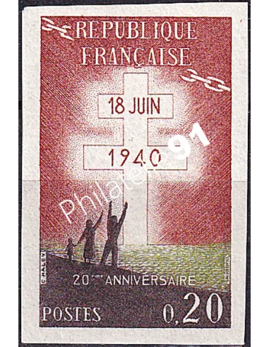 France, n° 1264a, non dentelé, timbres France