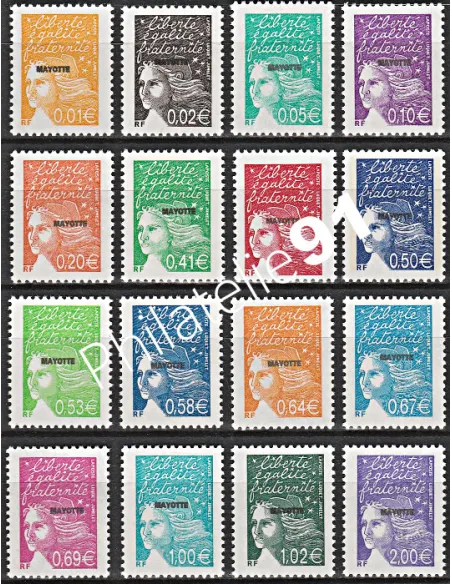 Mayotte n° 112 à 127 - collection timbres Dom-Tom