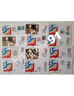 Lot de 12 enveloppes 1er Jour, De Gaulle, lettres France