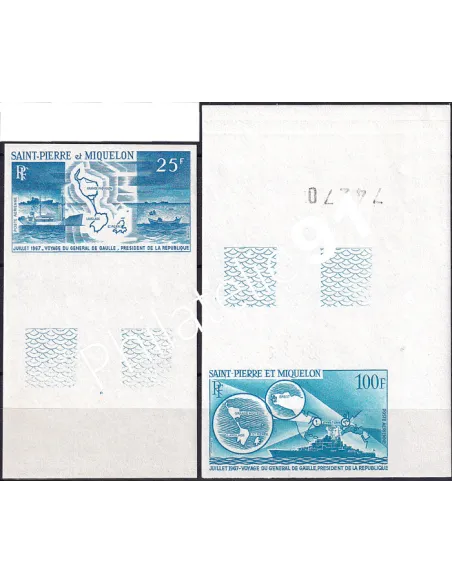 St-Pierre et Miquelon,PA n° 38 à 39, essai de couleur, timbres Dom-Tom