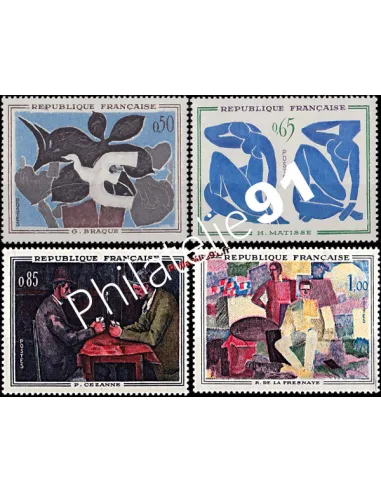 Timbres de France n° 1319 à 1322. Tableaux de peintres modernes