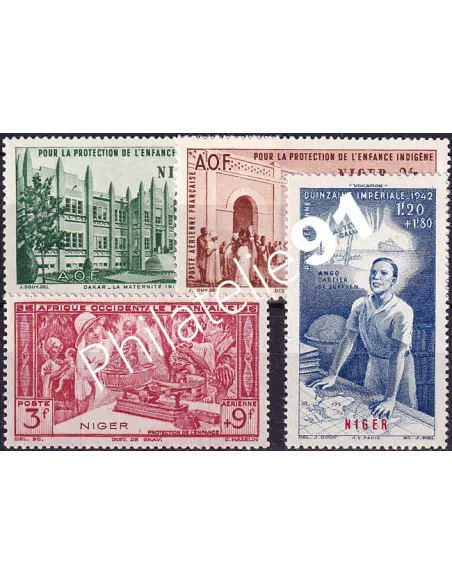 NIGER, PA n° 6 à 9, Timbres des Colonies françaises