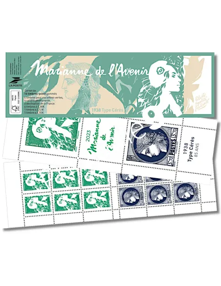 Carnet Marianne d l'Avenir, Cérès 85 ans, collection timbres France